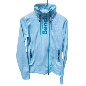 Bench Urbanwear Womens Blue Geometric Fleece Lined Full Zip Jacket Thumbholes SM